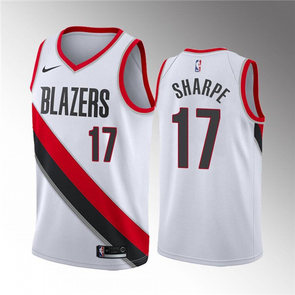 Men's Portland Trail Blazers #17 Shaedon Sharpe White Association Edition Stitched Basketball Jersey - Click Image to Close